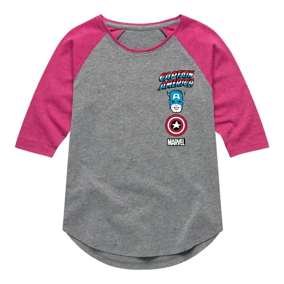 Marvel Captain America - Logo Stack - Toddler and Youth Girls Shirt Tail Raglan