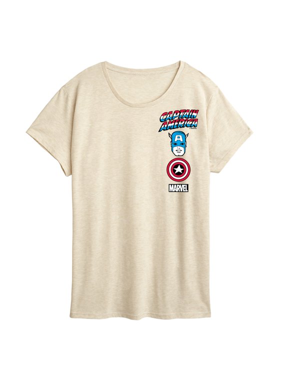 - Captain America Logo Stack Women's Short Sleeve Graphic T-Shirt