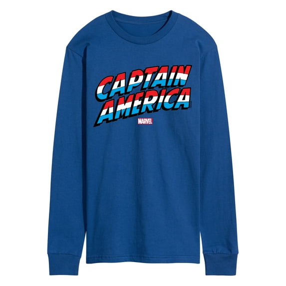 Marvel Captain America - Logo Type Print - Men's Long Sleeve Graphic Tee