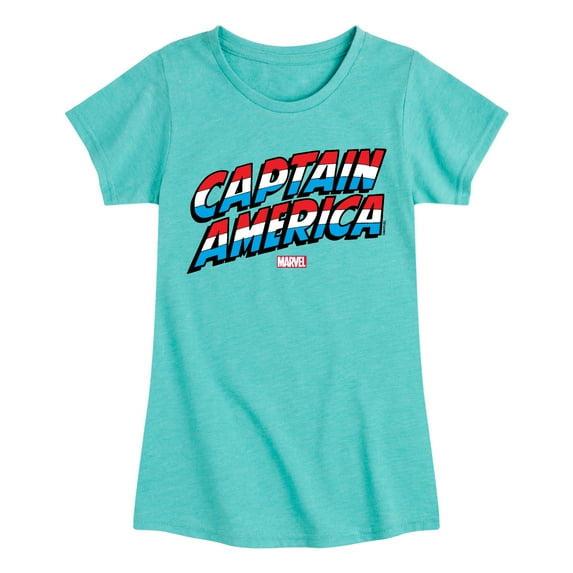 Marvel Captain America - Logo Type - Toddler and Youth Girls Fitted Short Sleeve Graphic T-shirt