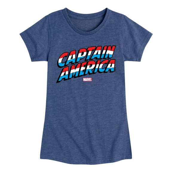 Marvel Captain America - Logo Type - Toddler and Youth Girls Fitted Short Sleeve Graphic T-shirt