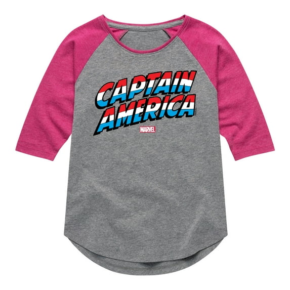 Marvel Captain America - Logo Type - Toddler and Youth Girls Shirt Tail Raglan