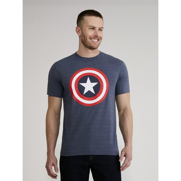Marvel Captain America Men's & Big Men's Classic Shield Logo Graphic Tee Shirt, Sizes S-3XL