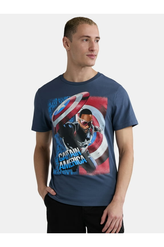Marvel Captain America Men's & Big Men's Graphic Tee with Short Sleeves, Sizes S-3XL