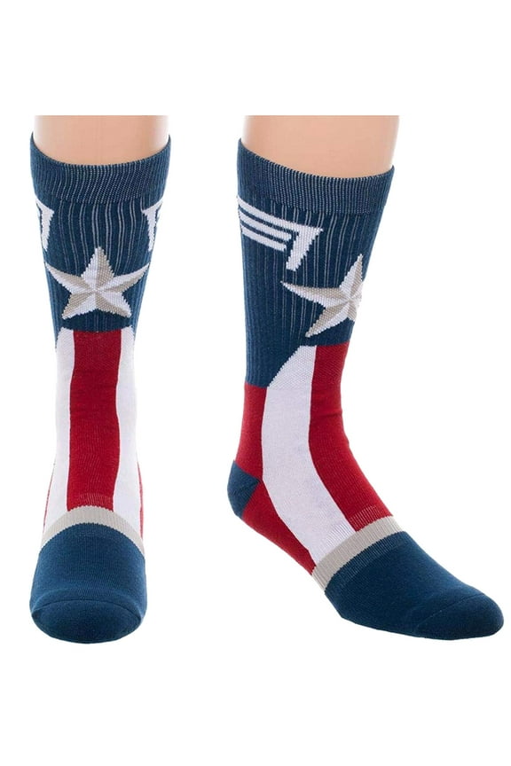 Marvel Captain America Mens Socks Costume Stars And Stripes Crew Sock 1 Pair