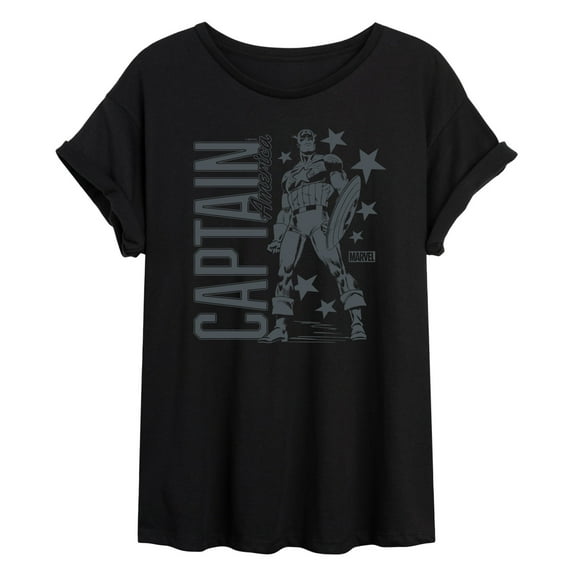 Marvel Captain America - Monochrome - Women's Oversized Graphic T-Shirt