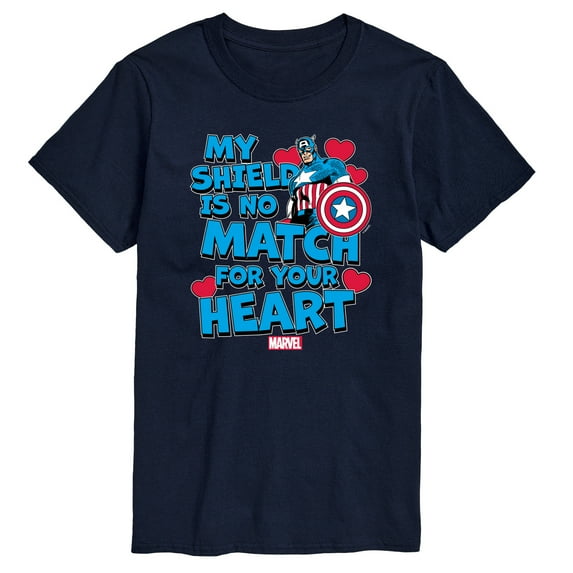 Marvel Captain America - My Shield Valentine - Adult Short Sleeve Tee