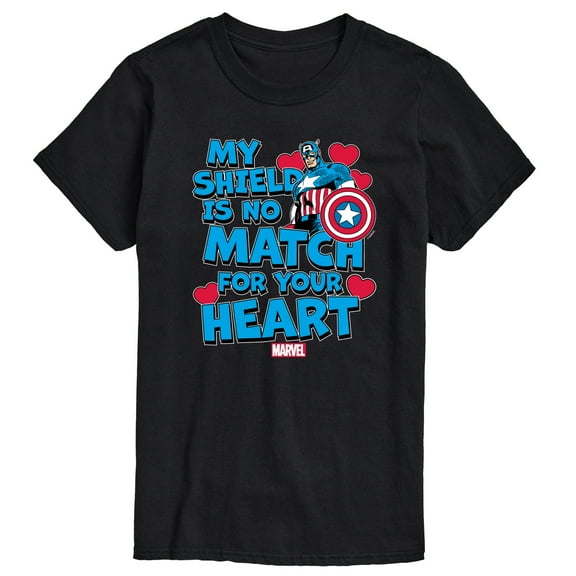 Marvel Captain America - My Shield Valentine - Adult Short Sleeve Tee