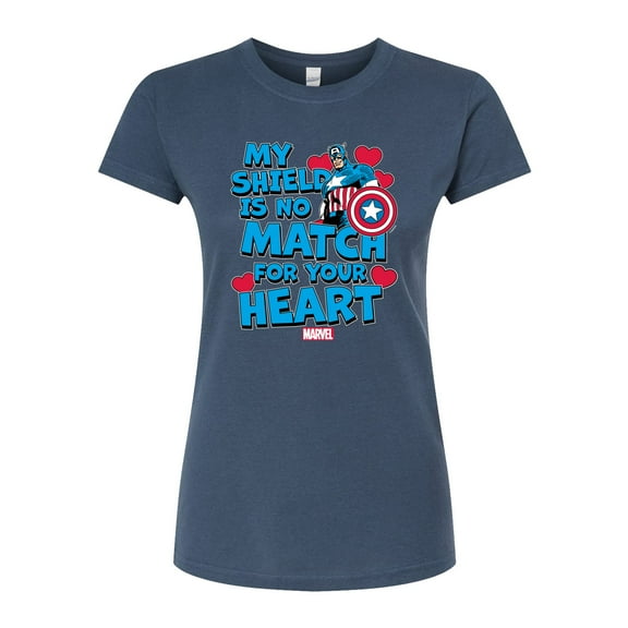 Marvel Captain America - My Shield Valentine - Juniors Fitted Tee