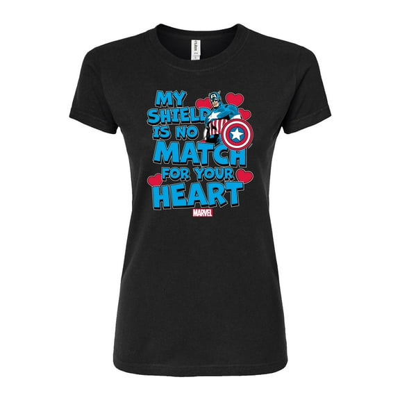 Marvel Captain America - My Shield Valentine - Juniors Fitted Tee