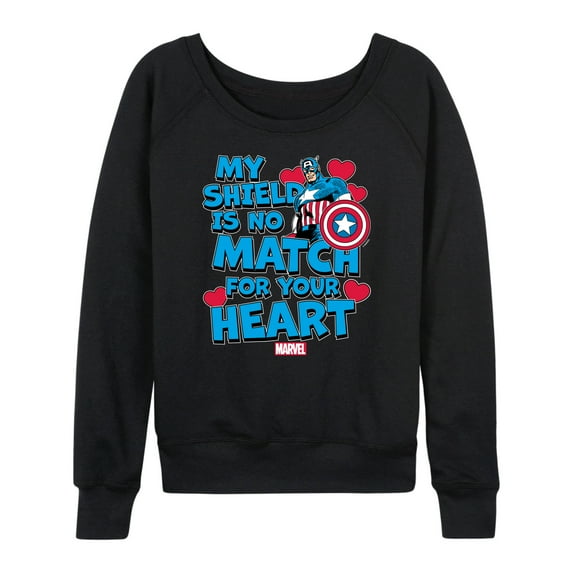 Marvel Captain America - My Shield Valentine - Ladies French Terry Pullover Long Sleeve Shirt