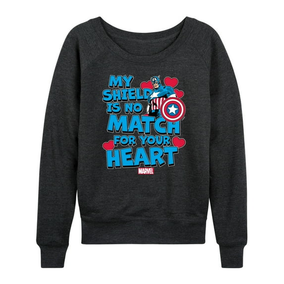 Marvel Captain America - My Shield Valentine - Ladies French Terry Pullover Long Sleeve Shirt