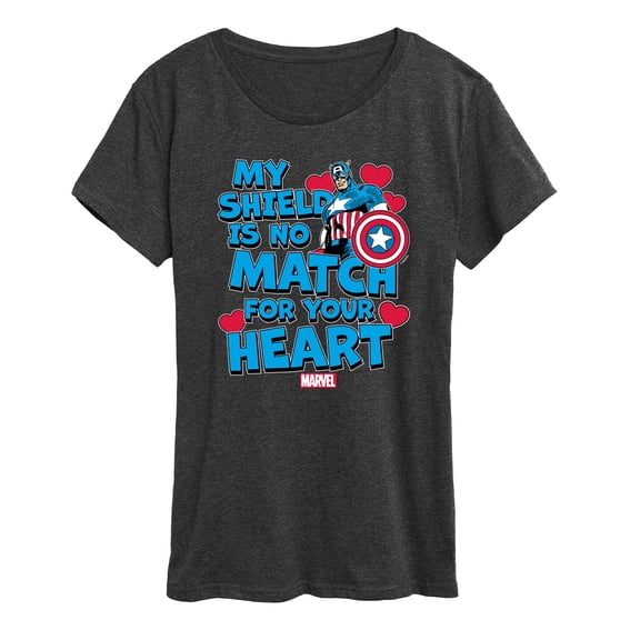 Marvel Captain America - My Shield Valentine - Ladies Short Sleeve Graphic T-Shirt