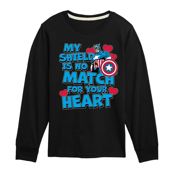 Marvel Captain America - My Shield Valentine - Toddler And Youth Long Sleeve Tee