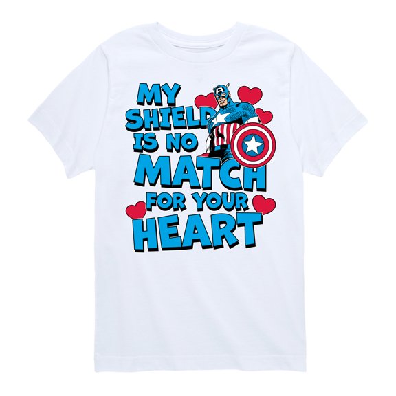 Marvel Captain America - My Shield Valentine - Toddler and Youth Short Sleeve Graphic T-shirt