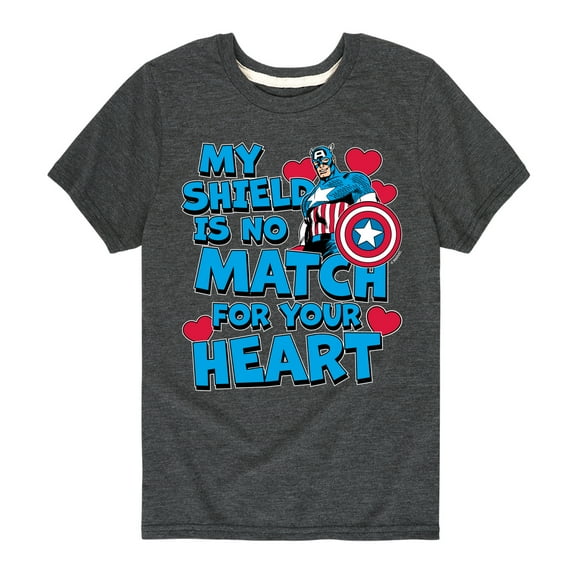 Marvel Captain America - My Shield Valentine - Toddler and Youth Short Sleeve Graphic T-shirt