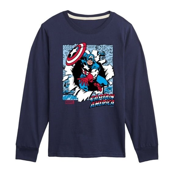 Marvel Captain America - Panels - Toddler and Youth Long Sleeve Graphic T-shirt