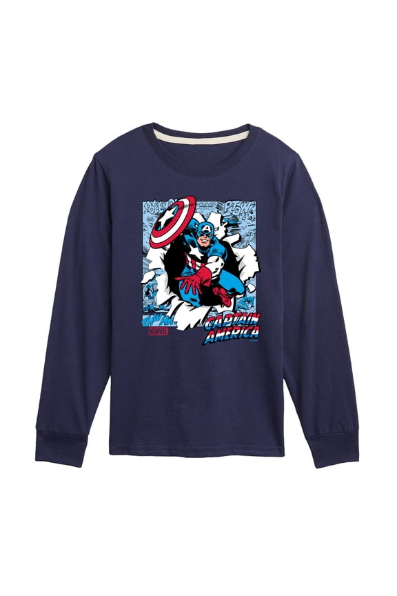 Captain America - Panels - Toddler and Youth Long Sleeve Graphic T-shirt