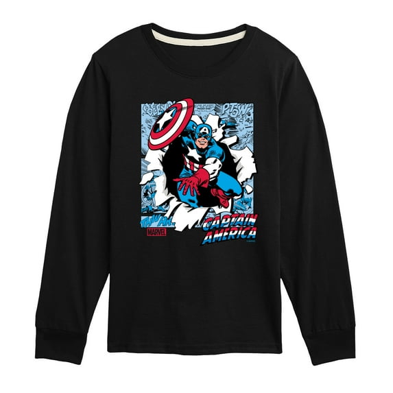 Marvel Captain America - Panels - Toddler and Youth Long Sleeve Graphic T-shirt