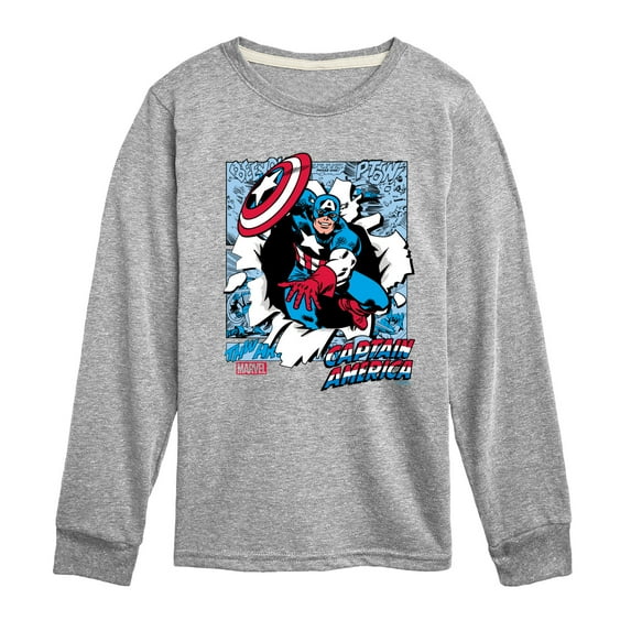 Marvel Captain America - Panels - Toddler and Youth Long Sleeve Graphic T-shirt