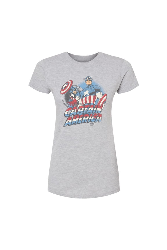 - Captain America Pastel Super Hero - Juniors Fitted Short Sleeve Graphic T-Shirt