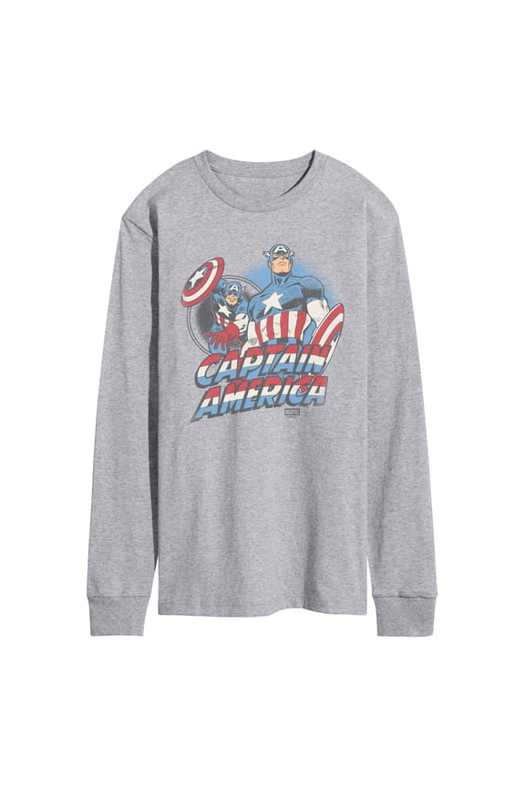 - Captain America Pastel Super Hero - Men's Long Sleeve Graphic T-Shirt