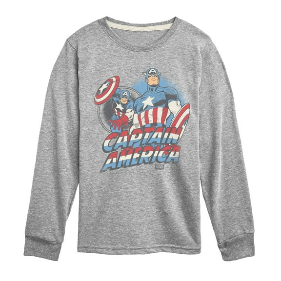 Captain America - Tonal - Youth Boys Long Sleeve Graphic T-Shirt