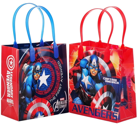 Marvel Captain America Plastic Gift Bags, 6" in, 12 Pack