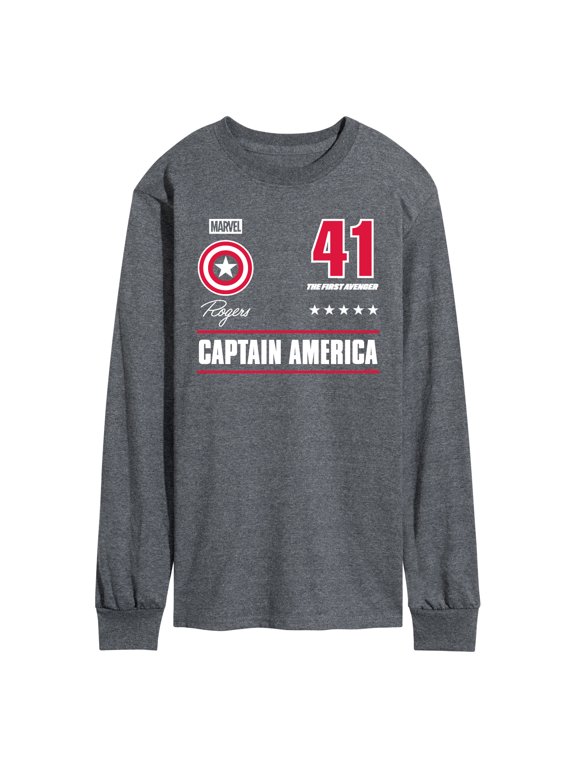 - Captain America Portrait Jersey Men's Long Sleeve Graphic T-Shirt