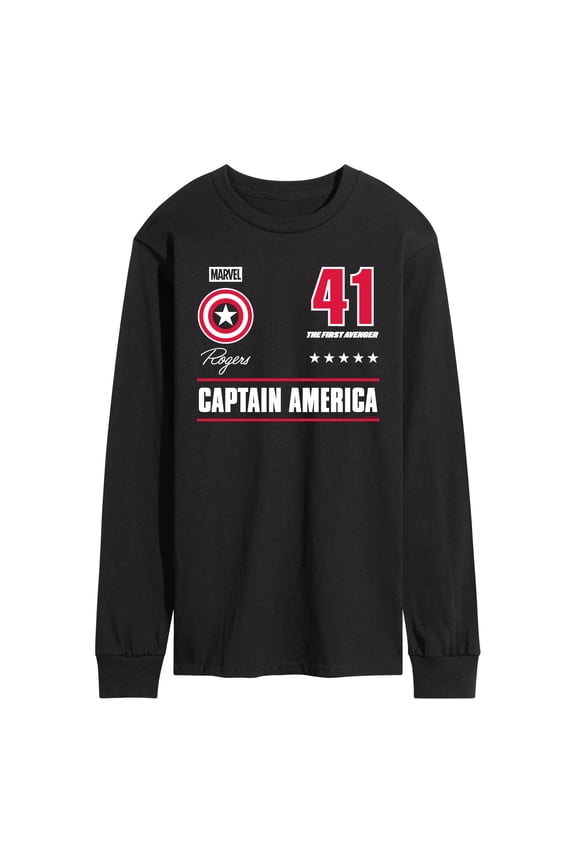 - Captain America Portrait Jersey - Men's Long Sleeve Graphic T-Shirt