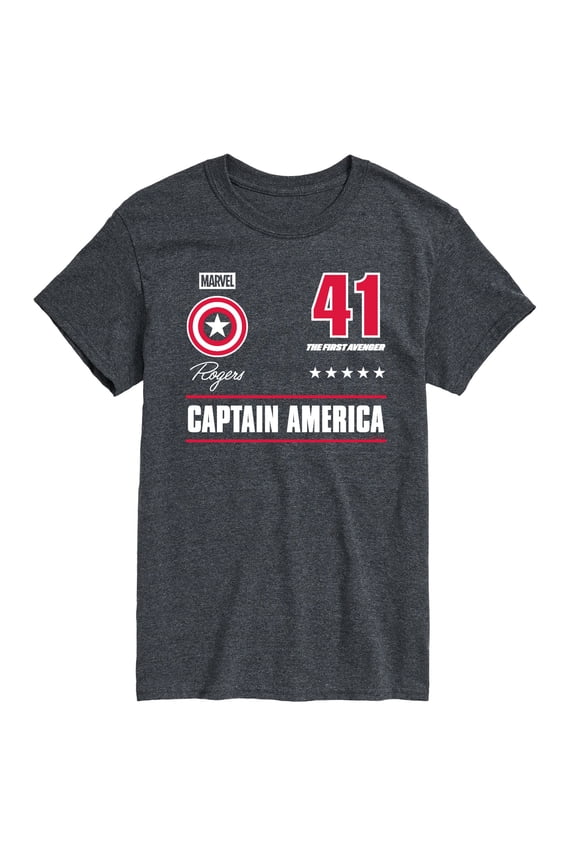 - Captain America Portrait Jersey - Men's Short Sleeve Graphic T-Shirt