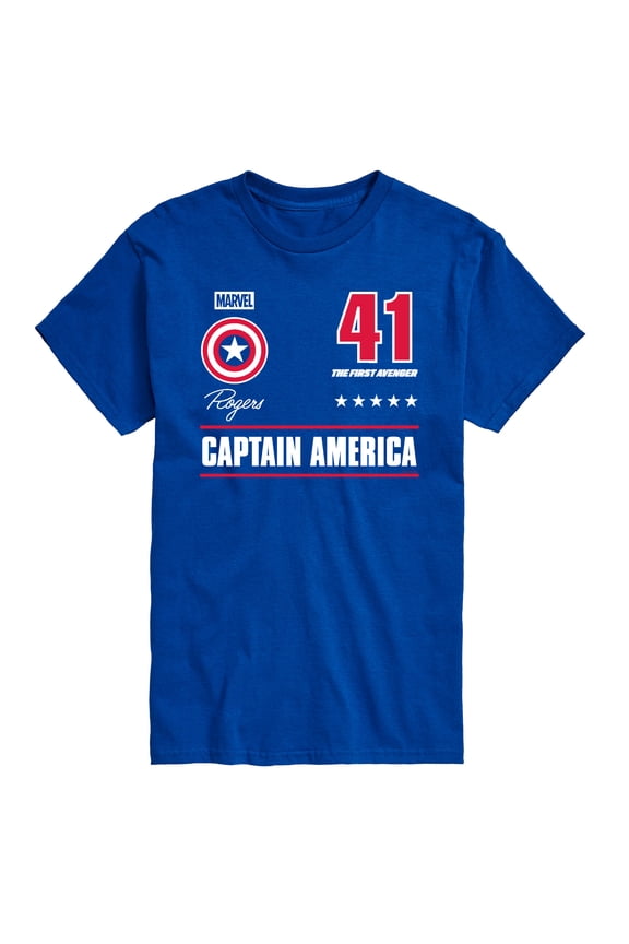 - Captain America Portrait Jersey - Men's Short Sleeve Graphic T-Shirt