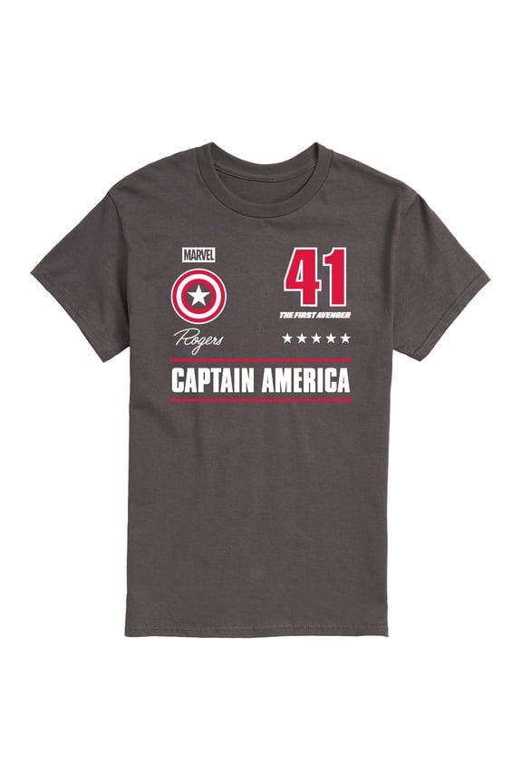 - Captain America Portrait Jersey - Men's Short Sleeve Graphic T-Shirt