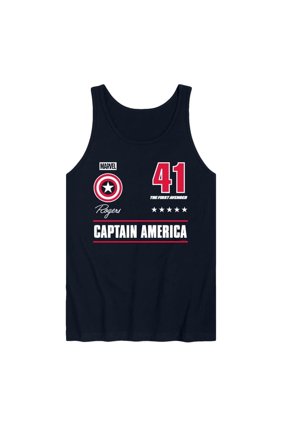 - Captain America Portrait Jersey - Men's Sleeveless Graphic Tank