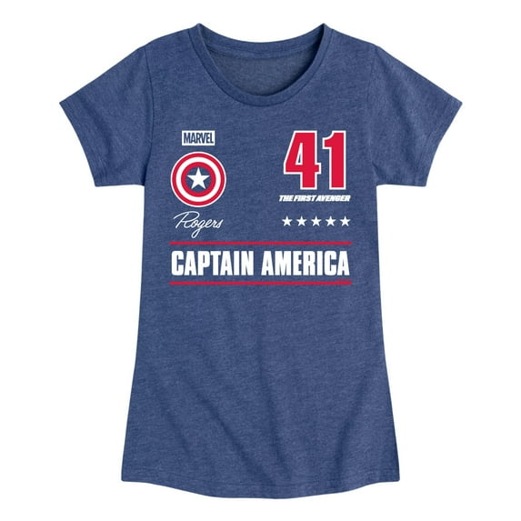 Marvel - Captain America Portrait Jersey - Toddler Girls Short Sleeve T-Shirt