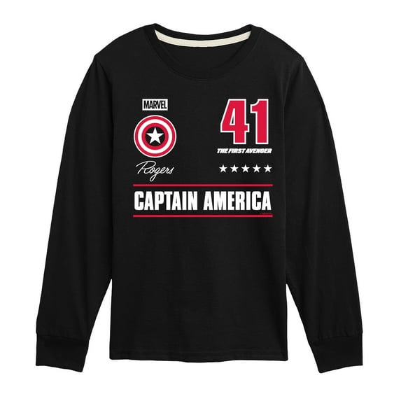 Marvel - Captain America Portrait Jersey - Toddler Long Sleeve Graphic T-Shirt