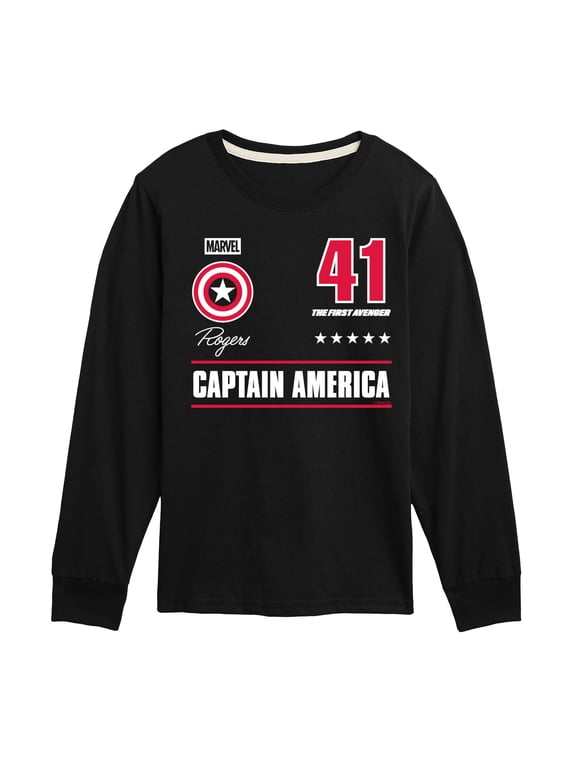 - Captain America Portrait Jersey Toddler Boys' Toddler Long Sleeve Graphic T-Shirt