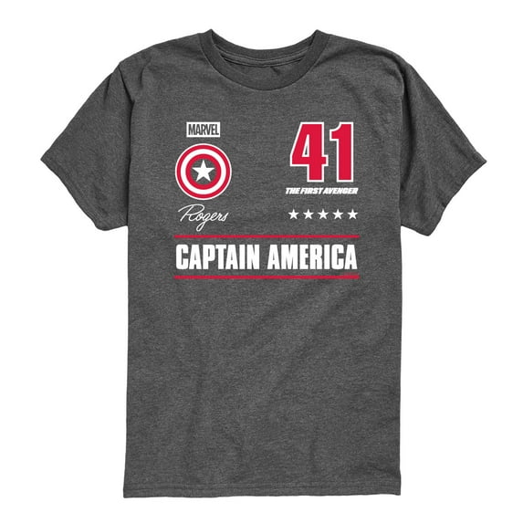 Marvel - Captain America Portrait Jersey - Toddler Short Sleeve Graphic T-Shirt