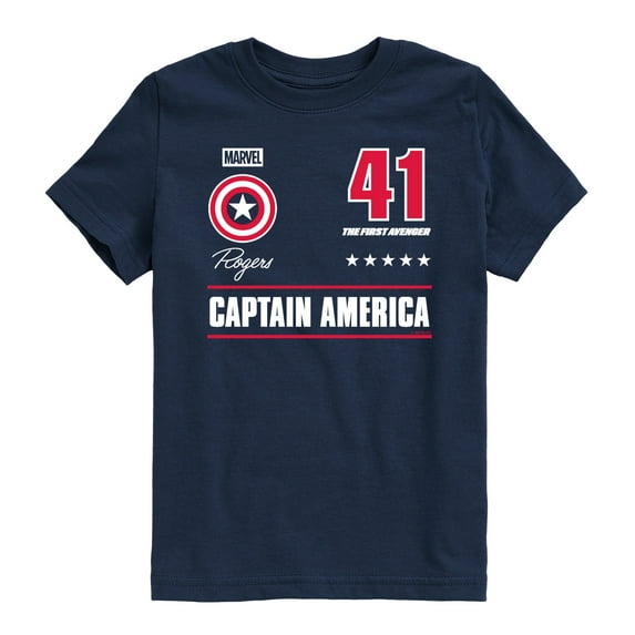 Marvel - Captain America Portrait Jersey - Toddler Short Sleeve Graphic T-Shirt