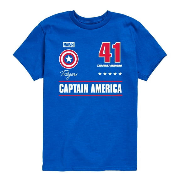 Marvel - Captain America Portrait Jersey - Toddler Short Sleeve Graphic T-Shirt
