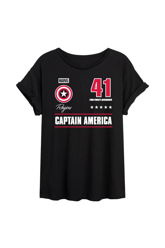 - Captain America Portrait Jersey - Women's Oversized Graphic T-Shirt