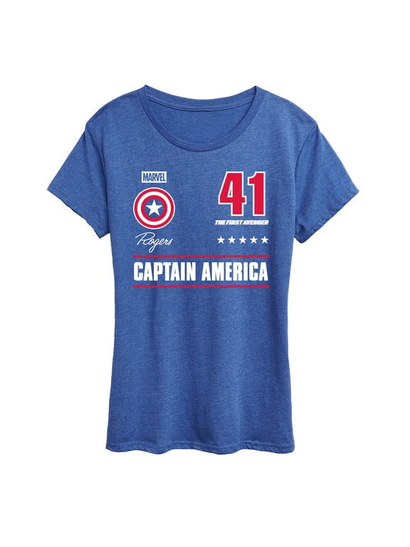 - Captain America Portrait Jersey Women's Short Sleeve Graphic T-Shirt