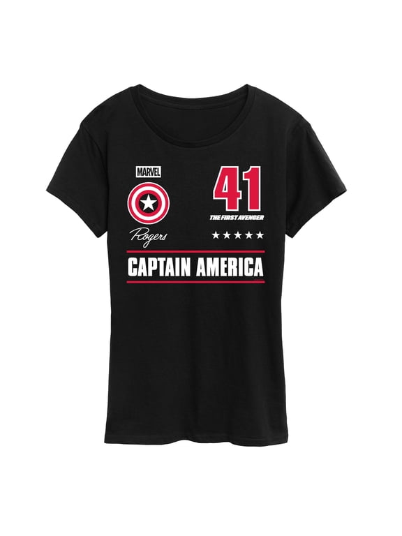 - Captain America Portrait Jersey Women's Short Sleeve Graphic T-Shirt