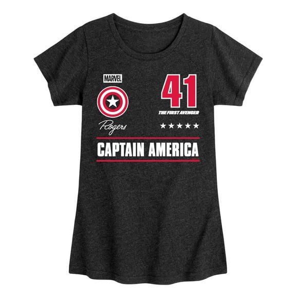 Marvel - Captain America Portrait Jersey - Youth Girls Short Sleeve T-Shirt