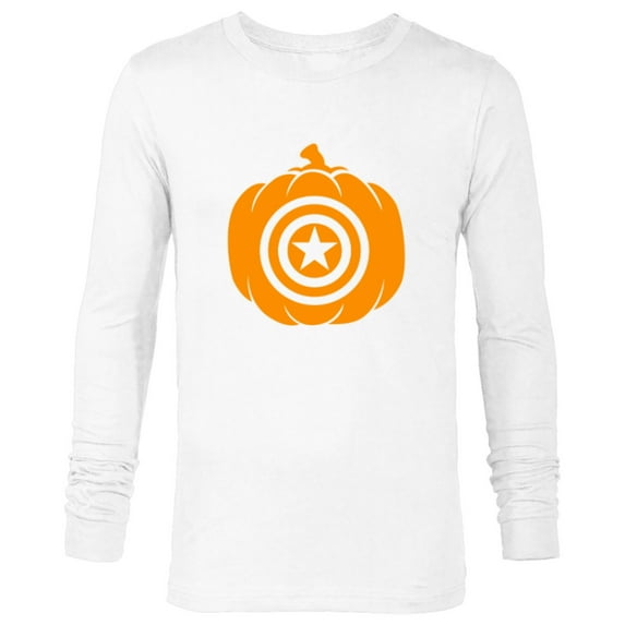 Marvel Captain America Pumpkin Jack-O'-Lantern Halloween - Long Sleeve T-Shirt for Men - Customized-White