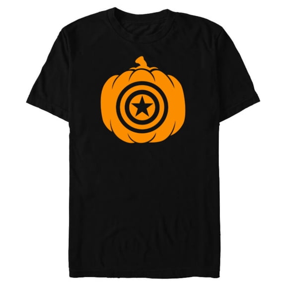 Marvel Captain America Pumpkin Jack-O'-Lantern Halloween - Short Sleeve Blended T-Shirt for Adults - Customized-Black