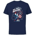 thumbnail image 1 of Marvel Captain America Red, White & Awesome 4th of July - Short Sleeve Cotton T-Shirt for Adults - Customized-Navy, 1 of 5