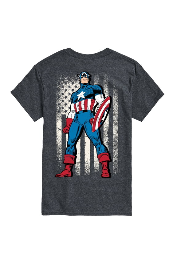 Captain America - Retro Distressed Flag Pose - Men's Short Sleeve Graphic Tee