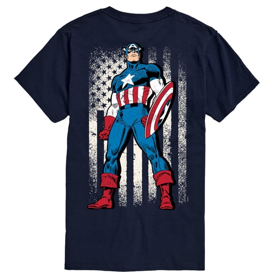Marvel Captain America - Retro Distressed Flag Pose - Men's Short Sleeve Graphic Tee