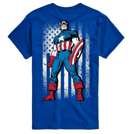 Marvel Captain America - Retro Distressed Flag Pose - Men's Short Sleeve Graphic Tee